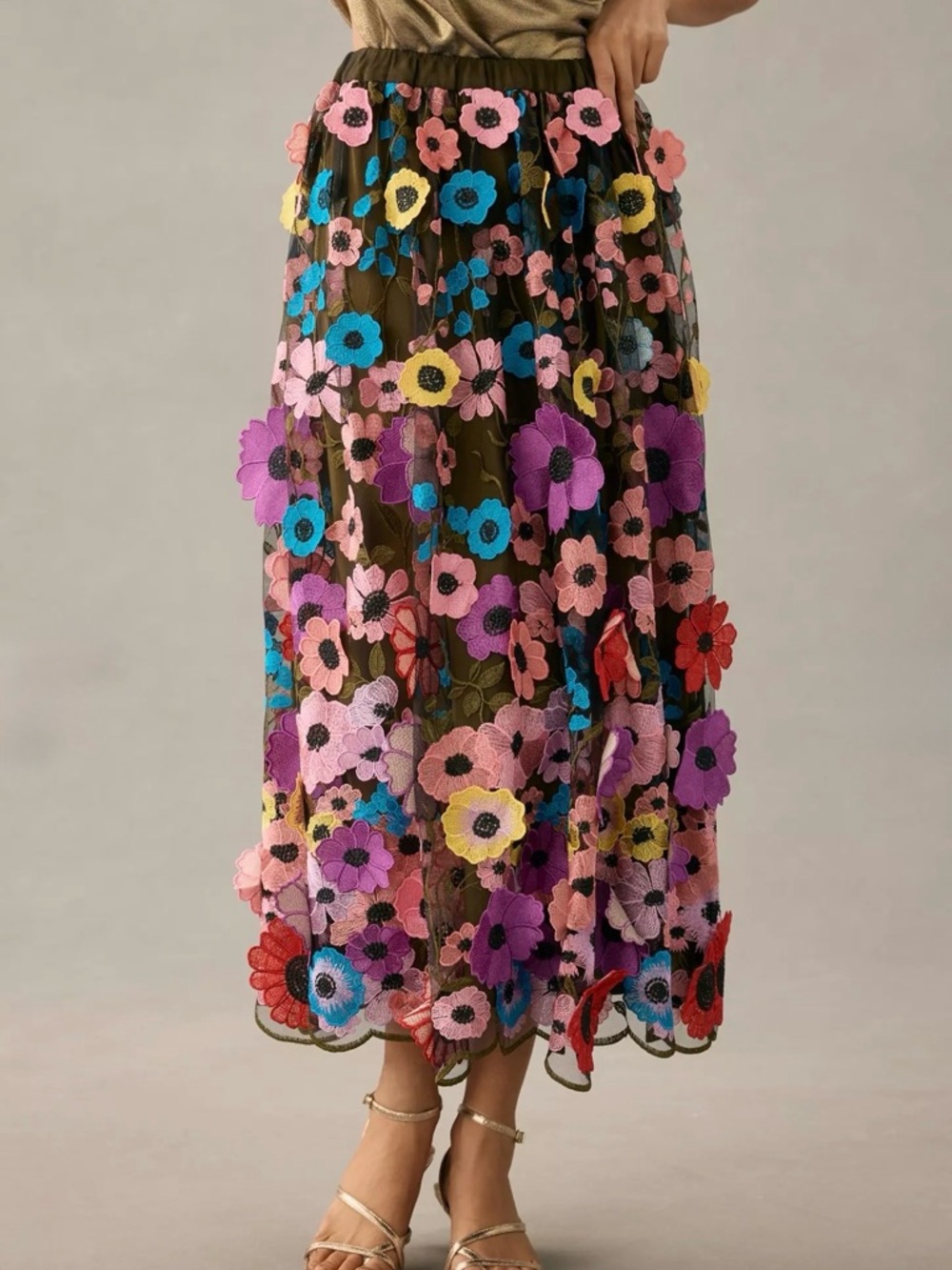 Maeve | Floral Applique Skirt, L